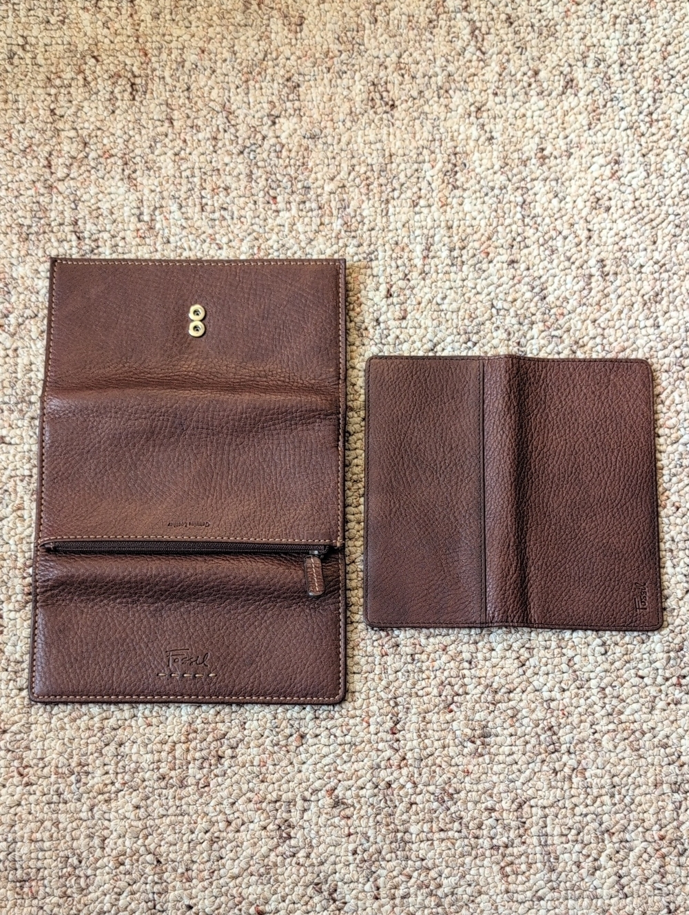 Fossil Brown Leather Passport Wallet Set